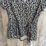 AUW *A.U.W Women's Size Large Floral Print Puff Sleeve Wrap Top Casual Photo 5