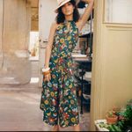 Anthropologie Geneva Halter Wide Leg Floral Jumpsuit Green Size XS Photo 2