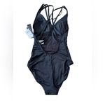 La Blanca  Island Goddess Multi-Strap Cross Back One Piece Swimsuit Black size 4 Photo 4