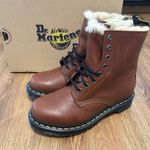 Dr. Martens 1460 Serena brown leather fur lace up boots booties shoes women’s 7 Photo 1