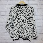 Vintage 80s Zebra Leopard Rose Print Sweater Size M Photo 2