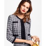 Brooks Brothers Boucle Jacket Size 10 Black White Plaid Tweed Academia Twee Photo 2