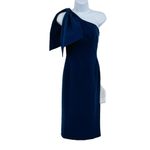Dress the Population  Tiffany Orchard One Shoulder Midi Dress Bow Shoulder Blue Photo 2