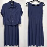CAbi VTG  Carol Anderson California Navy Blue Textured Rayon Dress Suit Size 10 Photo 1
