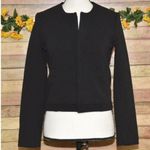 Mango Suit Black Open Front Crop Jacket Size XS Pockets Ribbed Career Casual Photo 2