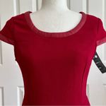RW Runway Paris Dress Red Cap Sleeve Faux Leather Trim Career Dress Medium NEW Photo 2