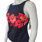 Jantzen NWT  Black, Red, & Orange Floral Tankini Top (12) Photo 0
