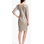 Tadashi Shoji  Embroidered Sequin Lace‎ Sand Beige Cocktail Dress Size 12 Photo 12