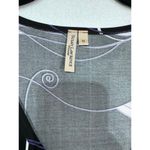 Susan Lawrence Vintage Y2K Black Abstract Print Sharkbite Asymmetric Top Size 1X Photo 4