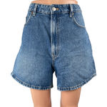 ZARA  Women's Blue Medium Wash High Waisted Wide Leg Denim Jeans Shorts Size 10 Photo 0