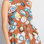 Modcloth Floral Brown In With Excitement Mock Neck Sleeveless Dress Large NEW Photo 0