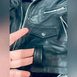 ZARA Womens sz Xs Vegan leather Cropped Moto Jacket black New Photo 7