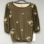 Fig & Flower floral‎ embroidered 3/4 sleeve blouse size S BIN F Green Photo 0