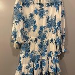 Flying Tomato Blue and White Floral Ruffle Hem Dress Photo 1