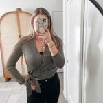 L'Agence  Metallic Long Sleeve Seneca Wrap Top Photo 3