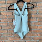 Abercrombie & Fitch Womens XS Bodysuit Light Green Cross Back Knit Cotton Pastel Photo 3