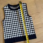 Ann Taylor  Navy and White scallop Pattern Sleeveless sweater vest Top Photo 7