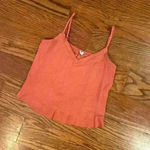 Aerie  Linen Spaghetti Strap Flowy Cropped Tank Blouse Size Medium V-Neck Ruffle Photo 7