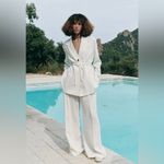 ZARA NWT LINEN BLEND PLEATED PANTS ZW COLLECTION Ecru Size S Photo 5