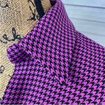 ZARA  Houndstooth Cropped Polo Top Purple Black Small Long Sleeve‎ Deep V-neck Photo 7