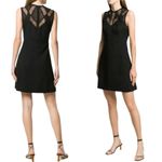 Sandro Enna Black Dress Crepe Chantilly Lace Fit & Flare Sleeveless FR 40 Large Photo 2