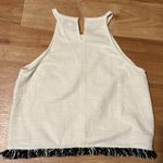 ZARA Beige Sleeveless Fringe Tweed top Photo 8