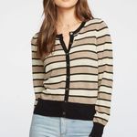 Chaser NWT  Black Gold Stripe Cardigan Photo 1