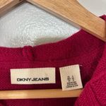 DKNY Vintage Y2K Magenta Hooded Embellished Embroidered Cardigan Size S Photo 3