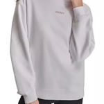 DKNY  Women's Mini-Stud-Logo Drop-Shoulder Fleece Crewneck Sweatshirt Lg White Photo 0