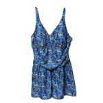 Perona Blue Paisley One Piece Swim Dress Plus Size 22W Swimsuit Photo 1