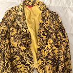 Yellow and brown floral patterned velour blazer Photo 2