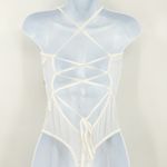 Shirley of Hollywood Bridal Coquette Embroidered Floral Sheer Teddy Bodysuit L White Size L Photo 4