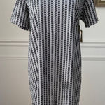 Vintage 60s 70s NWT NOS Sears Polyester Black White Print Shift Dress Shirt XL Photo 0