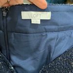 Loft Navy Blue Sparkle Tweed Mini Skirt Size 12 Classic Holiday Work Party Photo 7