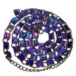 Rare Quality 40” Long Purple Iridescent Link Necklace Vintage 90s Style Silver Photo 6