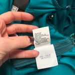 Deadstock vintage silk teal beaded dress with flutter mermaid asymmetrical hem Blue Photo 4