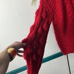 Red puff sleeve relaxed, cardigan. Size small Photo 1