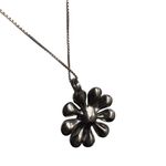 Elegant Sterling Silver Chain and Red Floral Pendant Necklace Photo 2