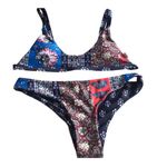 Blue‎ burgundy orange paisley bikini two piece set junior size M Blue Photo 0