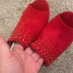 Style & Co - red suede peep toe kitten heels with studs size 7 Photo 2