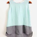 Elie Tahari Tank Top XS Silk Asher Contrast Mint Luxury Delicate Cut Out Raw Hem Photo 1