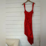 For Love & Lemons Anisa Asymmetrical Dress in Red Photo 6