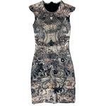 Alexander McQueen  Mini Dress Griffon Lace Print Brown Stretch Sheath Photo 2