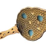 Vintage Art Deco Gold Filagree Antique Pearl Dress Fur Clip, Double Prong Pin Photo 10