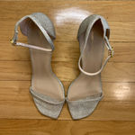 Stuart Weitzman Champagne Glitter Ankle Strap Heeled Sandals - Size 12 Photo 5