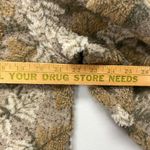 Lonergan Leaves Pattern Teddy Button Up Jacket Brown Beige Women's Medium Photo 5