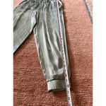ZARA Women’s Sage Green Satin Jogger Pants Elastic Waist Cuffed Hem Size S Photo 4
