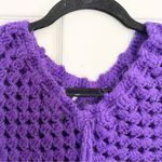 None Granny Square Crochet Purple Poncho One Size Pom Poms Grannycore Photo 5