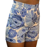 ZARA Blue & White Floral High-Waisted Shorts – Summer Vacation Resort Wear Women's Photo 5