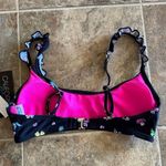 California Waves  Juniors Black Ruffle Bikini Top Size Medium Photo 5
